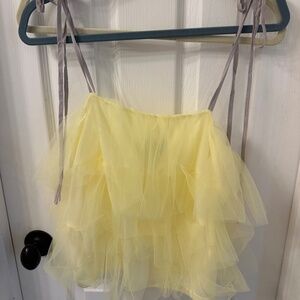 Sunday in Brooklyn Medium Yellow Tulle Top